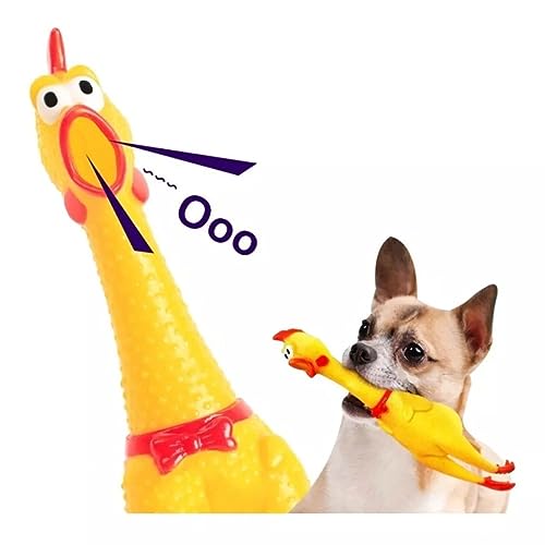 Brinquedo Pet Frango Galinha15 Cm Com Apito Mordedor de Apertar Borracha Lung Pet