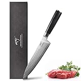 Cuchillos de Cocina de Damasco, Mejora 67 Capas de Cuchillo De Acero de Damasco, Cuchillo de Cocina Afilado (8'' Cuchillo de Chef)