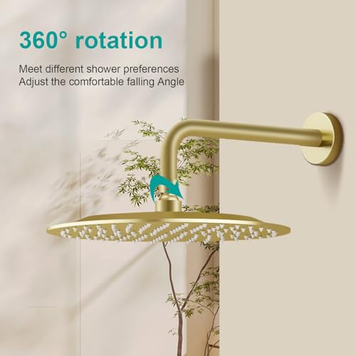 AULEEND All Metal Rain Shower Head - Heavy Duty Stainless Steel, Easy Install, High Water Flow, Ultra-Thin Modern Design for Bathroom (F-Brushed Gold, 10) by AULEEND - Used condition - Image 8