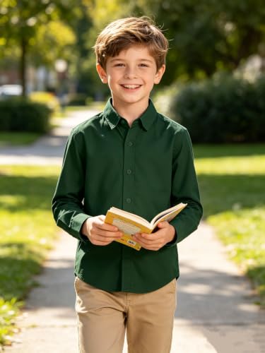 Image of DHTS Boys' Dress Shirts Toddle Boy Long Sleeve Uniform Shirt for Kids