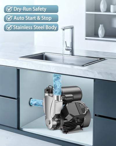 Bomba Periférica para aumento de presión de agua Meniio PW01 1.6 HP 110 volts Acero Inoxidable miniatura 6