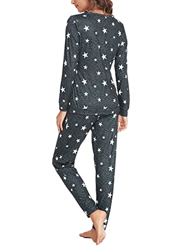 Ekouaer Maternity Pajamas Set Winter Long Sleeve Nursing Sleepwear Set For Women 2 Piece Pjs Black Star S #TOP4