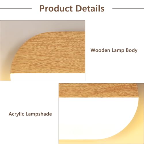 Osairous Applique Murale Intérieur Bois, 7W 3000K Lampe Murale LED – vue 7