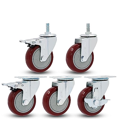 Roulettes industrielles pivotantes 3" avec frein roue de chariot muette PVC