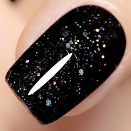 YTD Likomey Smalto Semipermanente per Unghie in gel,15ml Glitter Nero UV LED Smalti Semipermanenti Professionale Manicure Gel Nail Polish