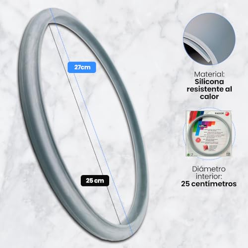 Miniatura 4 de Fagor Repuesto Goma Olla Express M18804555 Compatible Con Olla Express Fagor Con Diámetro Interior De 25 Centímetros Silicona, Ø25 Cm, Gris