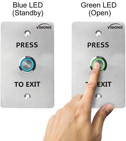 Miniatura 4 de Visionis VIS-7001 Botón de Salida Tipo Timbre para Puerta con Luz LED y Salidas NC, COM y NO, para Control de Acceso
