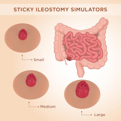 Image of Sticky Ileostomy Simulators, Stoma Training Model Set | Ostomy Care Practice Models for Medical Training and Patient Education, Tan