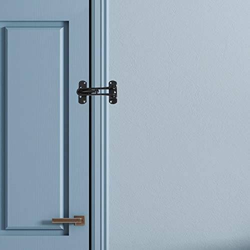 Zoeyes 2 Pack Security Swing Bar Door Guard Lock, Gate Latches Security Door Clasp For Home Security And Childproof Door Security, Satin Nickel Finish - Screws Included (Black) #TOP4