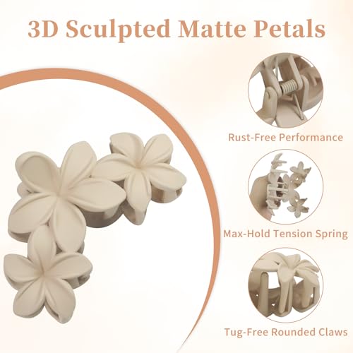 Pinzas de pelo grandes OXIFSILU con flores hawaianas miniatura 3