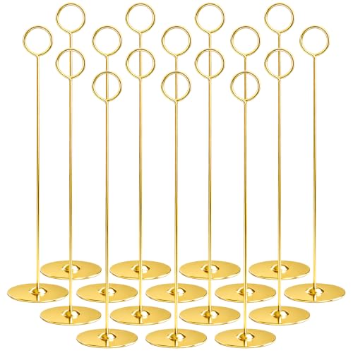 Urban Deco 16PK Table Number Holders Place Card Holders 12 Inch Table Card Holders Steel Card Holders for Photos, Food Signs, Memo Notes, Weddings, Restaurants, Birthdays(Gold) by Urban Deco - Used condition - CA$26.37