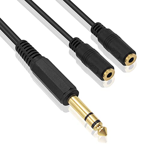 Poyiccot 1/4 To 3.5Mm Adapter, 3.5Mm To 1/4 Headphone Adapter, 6.35Mm 1/4 Inch Trs Stereo Male To 2 Dual 3.5Mm (Mini) 1/8 Inch Stereo Female Y Splitter Cable 20Cm/8Inch (635M-235Fm) #TOP1