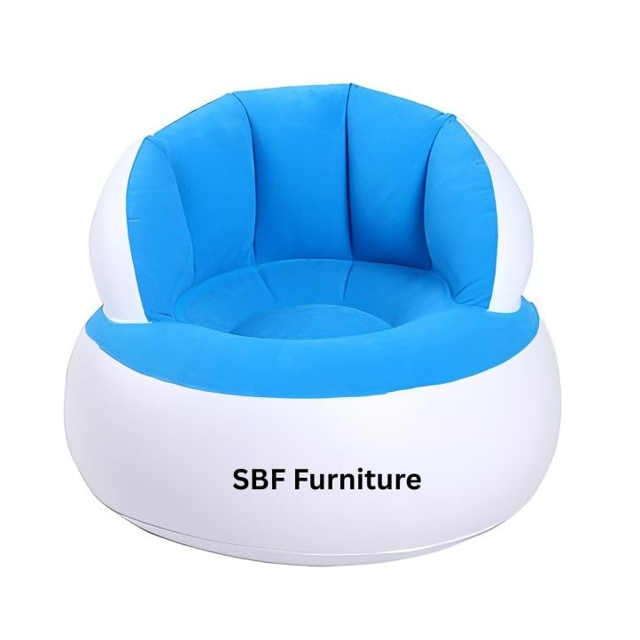 SBF FurnitureUnique and Lovely Inflatable Sofa for Children and Adult, Cute Flocking Color Folding Inflatable Sofa Chair with Backrest & Foot Air Pump with Hose - Colour Many Vary-image-9