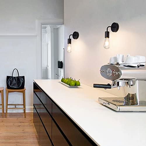 MantoLite Zwart Wandlamp, E27 Edison-lampen Wandkandelaar Vast Bedraad Lamphouder,Industriële Leeslamp Wandlampen Voor… - Afbeelding 4