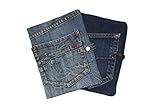 FLVG A5 Kalenderhülle Jeans,Einstecktasche.Jede ein Unikat!Format A5 für alle gängigen Kalender von Onkel Schwerdt