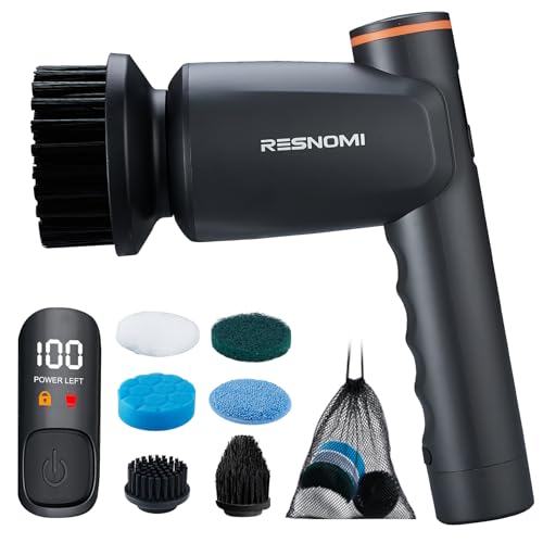 Image of Electric Spin Scrubber,Cordless Shower Scrubber with LCD Display,Upgraded Motor 400 /550RPM,2 Speeds Electric Scrubber with 6 Replaceable Heads,Handheld Cleaning Brush for Kitchen /Bathroom /Tile /Tub