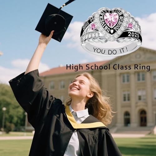 Customizable Class Rings for Women Men 925 Sterling Silver High School University Graduation Ring 2025 2026 Personalized College Graduation Gift3