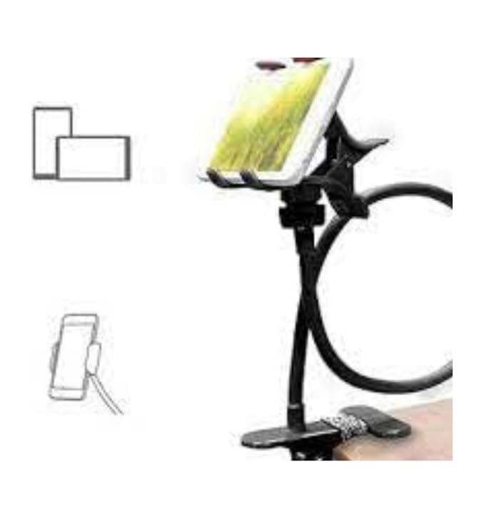 Ceuta Retails Tabletop Metal- Lazy Cell Phone Holder, Mobile Phone Stand, Lazy Bracket, Flexible Long Arms Clip Mount for iPhone, LG, in Office Bedroom Desktop (Colour May Vary)
