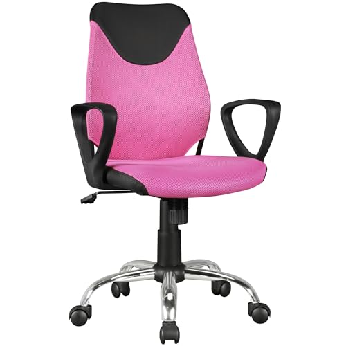 AMSTYLE Kinder-Schreibtischstuhl Terni Schwarz Pink für Kinder ab 6 mit Lehne, Kinder-Drehstuhl Kinder-Bürostuhl ergonomisch, Jugendstuhl höhenverstellbar