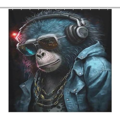 Rideau de douche DJ Singe 100% polyester lavable haute résistance 183x183cm - 7