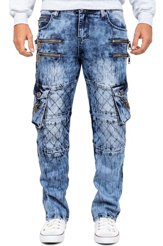 Jean Homme Regular Coupe Droite Denim Denim avec Surpiqûres Décoratives