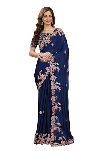 TRENDMALLS Women's Rangoli Silk Heavy Embroidred saree
