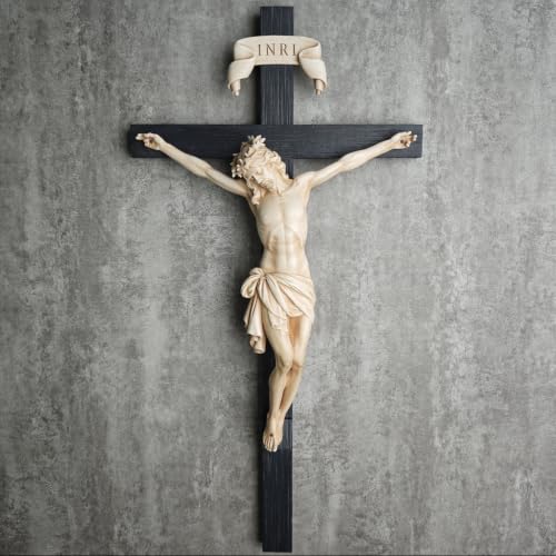 BC Catholic Crucifix Wall Cross 16" H Crucifix for Wall (Bone Beige)
