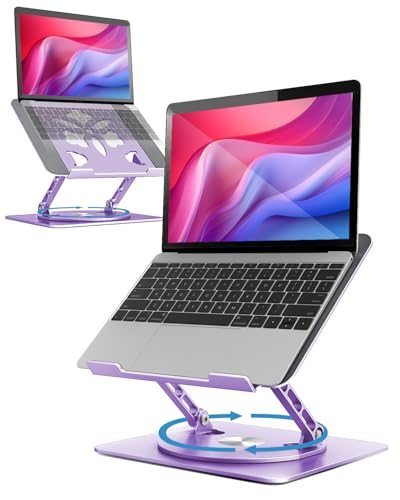 アオビホ(Aoviho)-ノートパソコンスタンド- ホルダー PC 360回転式 人間工学 無段階高さ&角度調整可能 姿勢改善 腰痛＆猫背＆肩こり解消 滑り止め 在宅仕事 つくえ 机 省スペース アルミ製折り畳み可能 ZOOM会議 Macbook Air,Macbook Pro,iPad,16インチまでのノートパソコンやタブレットに対応 (葡萄色（ぶどういろ）)（Amazon）