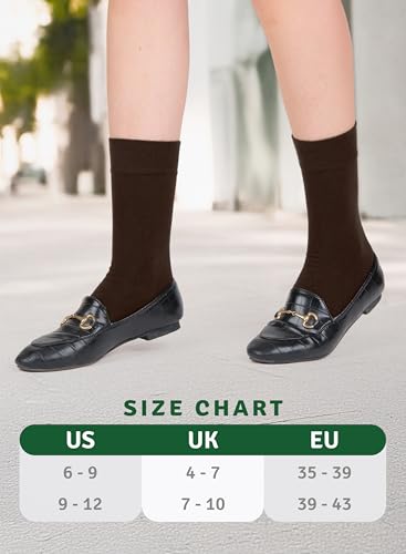 Image of Women's Bamboo Dress Socks, Crew for Business Trouser Casual, Soft, Thin & Seamless, Size 6-9 /9-12 (3, 4 or 5 Pairs)