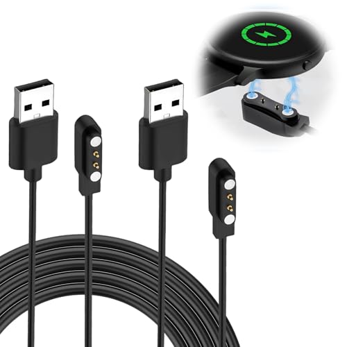 Aivane 2 Pezzi Caricatore Smartwatch Universale, 2 Pin 4mm USB Caricabatterie Magnetico Smartwatch Accessori Compatibile con Orologio Intelligente, Fitness Tracker