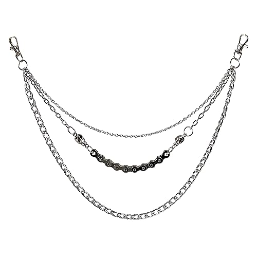 Eigso Y2K jeans chains for men women unisex multilayers silver gothic chain belt accessories for woman man retro vintage 80s link chain jeans accessory - Main Image