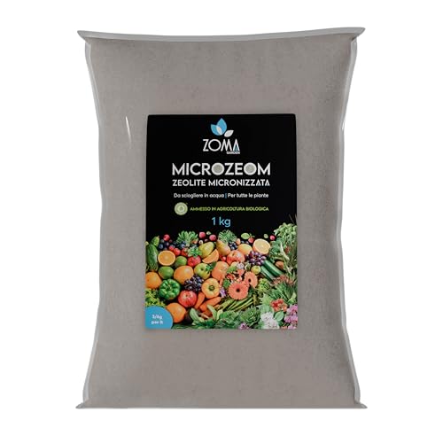 ZOMA - Zeolite micronizzata per agricoltura 1Kg, Polvere di Roccia Naturale Insetticida, Acaricida e Fungicida per piante – Zeolite per piante qualità Clinoptilolite - Made in Italy