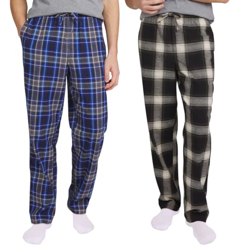 Eddie Bauer Men's 2 Pack Flannel Lounge Pajama Pants (Blue, Small)