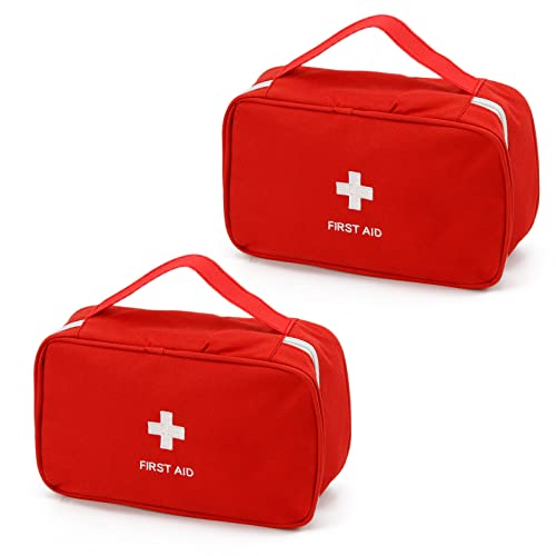 Image of TOPASION Portable Empty First Aid Kit Bag, Travel Medicine Pouch, Small Medical Bag (2 Pieces Red)