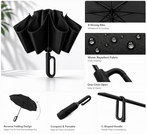 Image of Umbrella for Women | Umbrellas for Men | UV Coated 3 Fold Umbrella for Rain with Auto Open and Close Small Folding Travel-Foldable Windshield