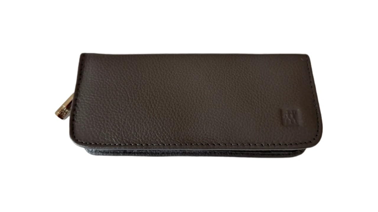 Zwilling – Maniküre Set 5-teilig - Manicure - Nagelschere - Pinzette - Nagelpflege - Reißverschluss-Etui - Leder-Etui - 13,8 x 6,5 x 2,5 cm - dunkelgrau