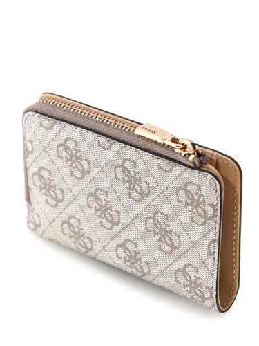 Image of Guess Dark Taupe Logo Printed Zipper Laurel Zip Around Wallet