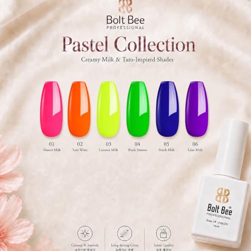 Image of Bolt Bee Gel Polish Kit Gel Polish Set,6 Colors Light Soft Sakura White Nude Spring Soak Off Nail Art Design Manicure Kit at Home (21)