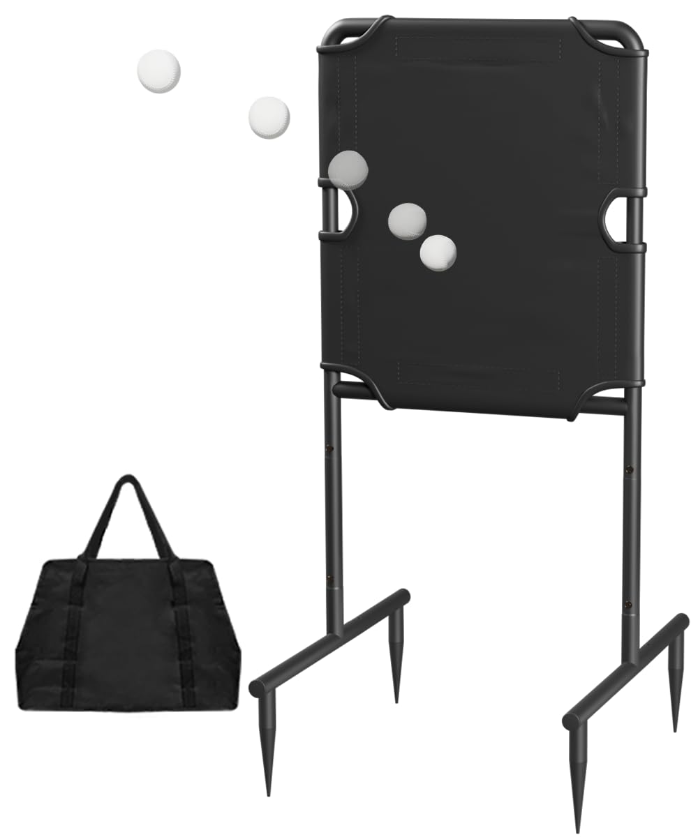 Garbuildman Baseball Strike Zone Target for Plastic Balls, Portable Metal Frame Pitching & Hitting Training Tool for Outdoor, 28”× 30”Target, In-ground Style