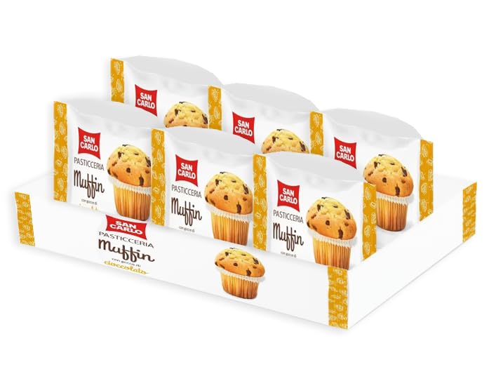 San Carlo Pasticceria Muffin Morbidi con Gocce di Cioccolato Box 18x42g