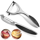 MXHIGO 2Pcs Pelador de Verduras, Pelapapas para Cocina, Pelador de Frutas Multifunción, Mango Ergonómico Antideslizante,...