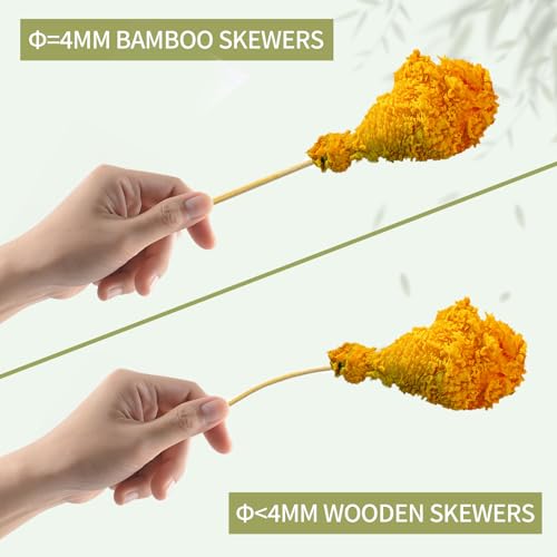 400 PCS 6inch Bamboo Skewers, Φ=4mm | Wooden Skewers for Grilling Barbecue | Cocktail Picks for Drinks | Food Stick Organic Kitchen Gadget | Bbq Kabob Stick (UrbanAbode) - Thumbnail 4
