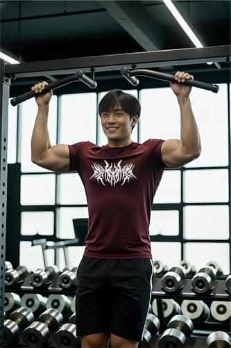 Image of Men Polyster Lycra Printed Half Sleeves Compression T-Shirt for Gym