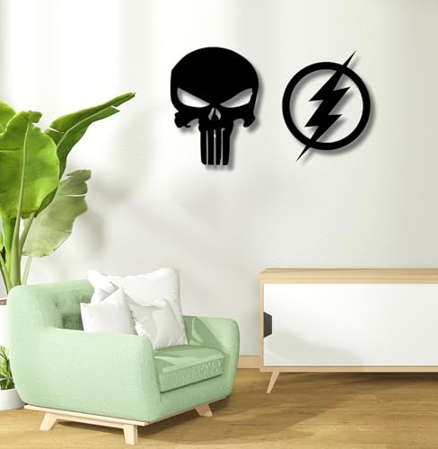 Image of TWIGGY Superhero 6mm MDF Wooden Wall Decor Set for Home, Office, or Gaming Room, Gift, Anime (pack of 2 | The Flash,Punisher)