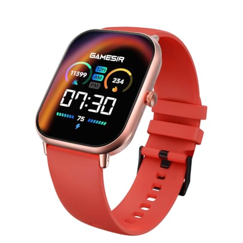 Image of GameSir H9 Smartwatch - Big Display | Bluetooth Calling | Heart Rate & SpO2 Monitor | 100+ Sports Modes | Long Battery | IP68 Waterproof | TFT Display | Design for Men & Women (Red)