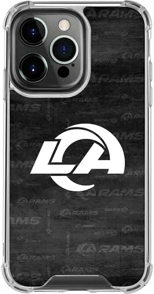 Skinit Clear Phone Case Compatible with iPhone 15 Pro Max - Officially Licensed NFL Los Angeles Rams Black & White Design