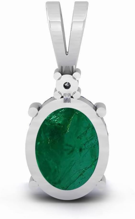 5.25 Carat Natural Emerald Stone Oval Cut Necklace For Women - Image 5