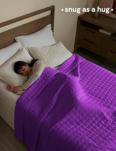 Image of YnM 5lbs Weighted Blanket for Adults,Cotton Heavy Bed Throw Blanket with Cooling Glass Beads for All Season Use, Ideal for ~40lbs (41x60 Inches, Twin, Fuchsia Purple)