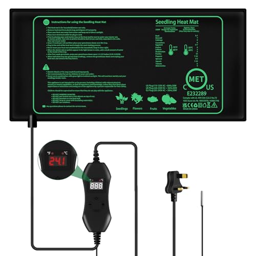 Seedling Heat Mat with Thermostat 25x52cm Propagator Heating Mat for Plants Adjustable Temperature 20-45C Waterproof Heated Pad for Seed Starting&Propagation Ideal for Greenhouse&Indoor Gardening