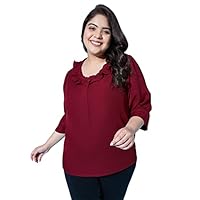 Women's Maroon Solid Strapless Plus Size Top(1256A_5XL)